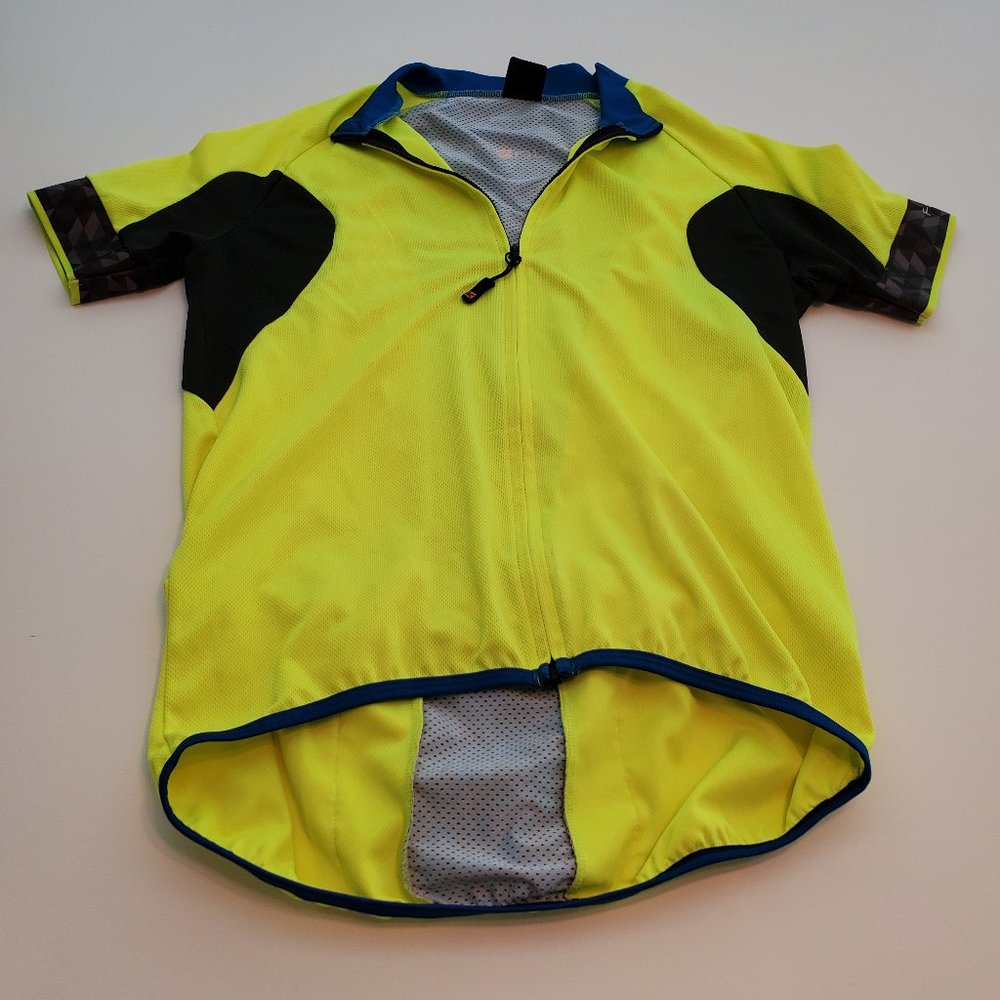 Funkier Bright Yellow Blue Black Cycling Jersey XL